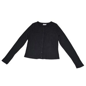 Hollister Womens‎ Black Ribbed Henley Button Down Cardigan Sweater Size M